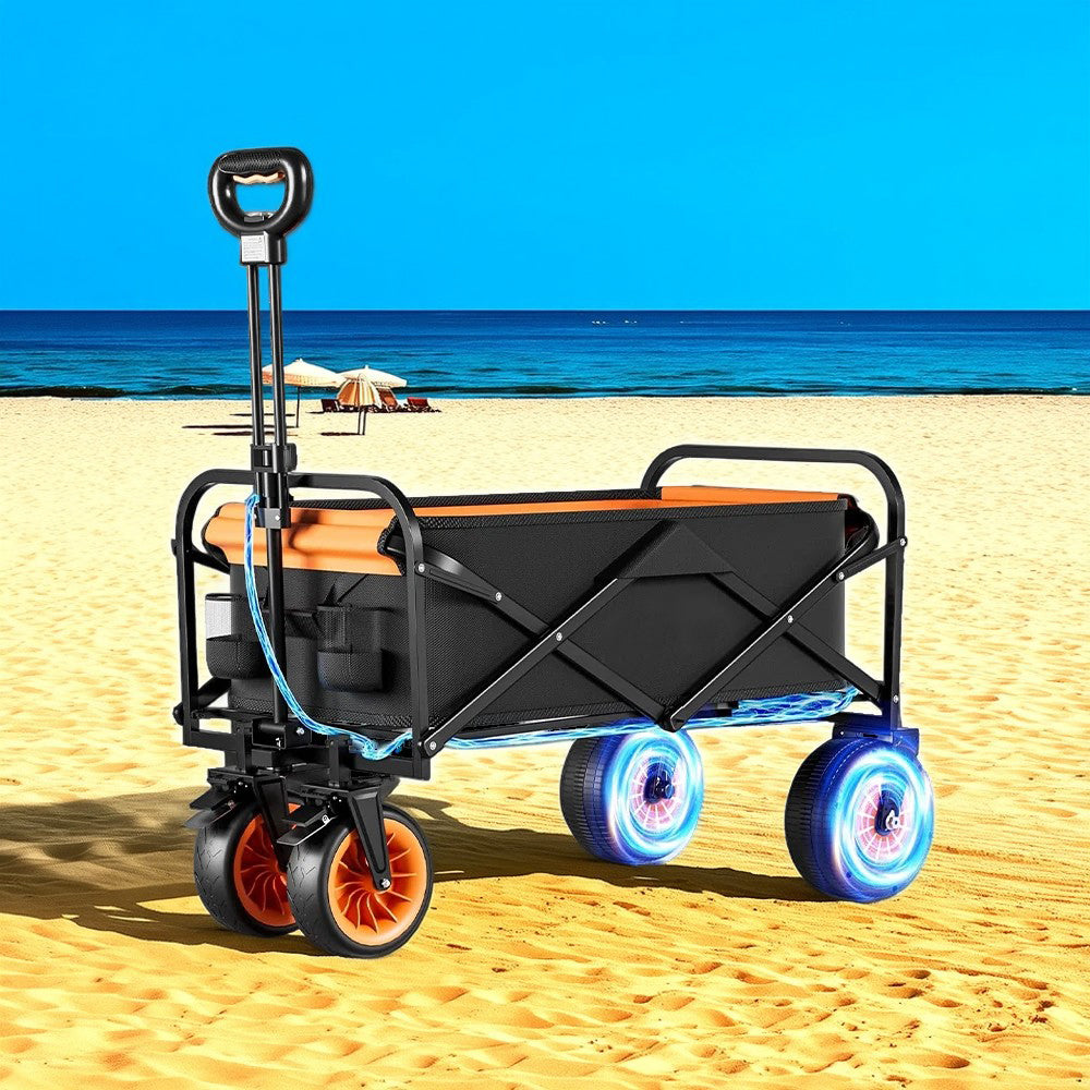 TREKKA ETC001 Electric Folding Camping Cart Portable Collapsible Wagon with Telescopic Pull Handle for Outdoor Use