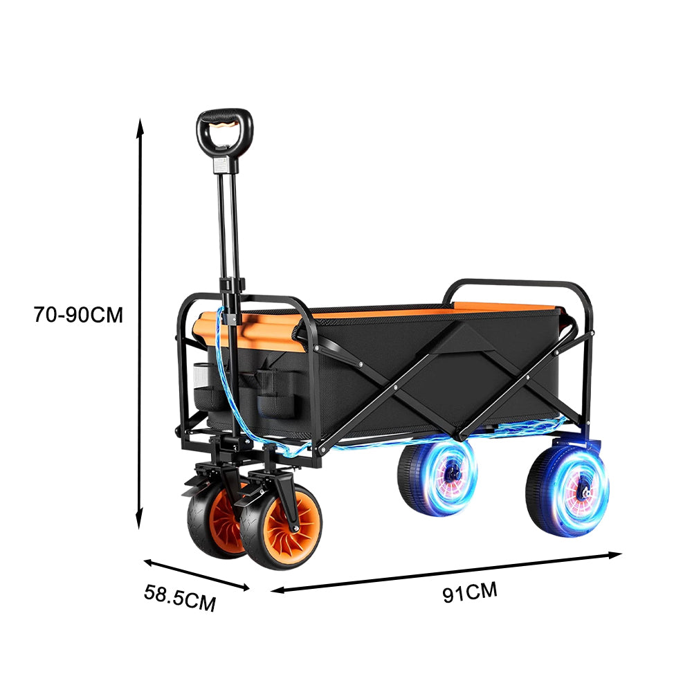 TREKKA ETC001 Electric Folding Camping Cart Portable Collapsible Wagon with Telescopic Pull Handle for Outdoor Use