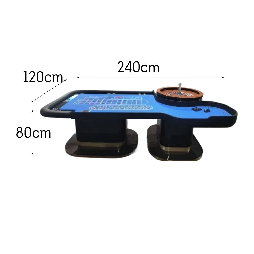 VERSA 240cm Length Roulette Table W/ a 20-inch Roulette Wheel Home Game Rooms Private Events - Blue&Black