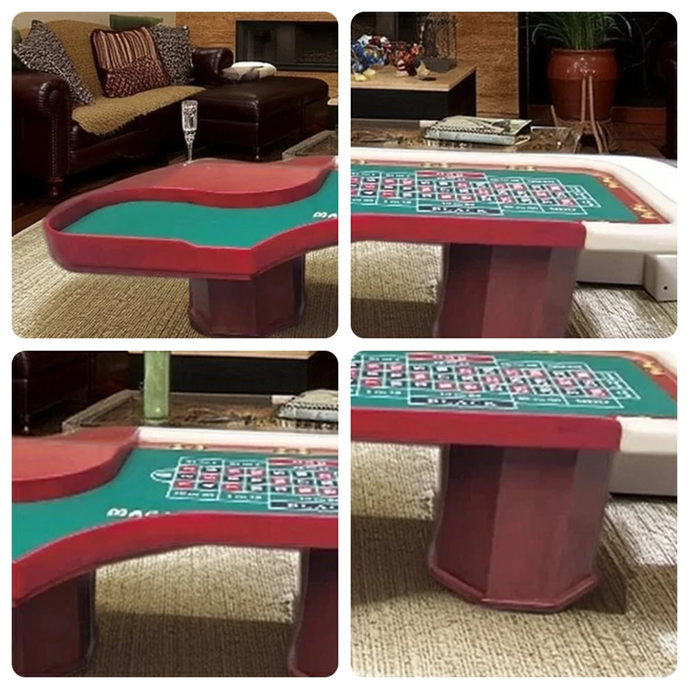 VERSA 240cm Length  Roulette Table W/ a 20-inch Roulette Wheel Home Game Rooms Private Events - Red&White