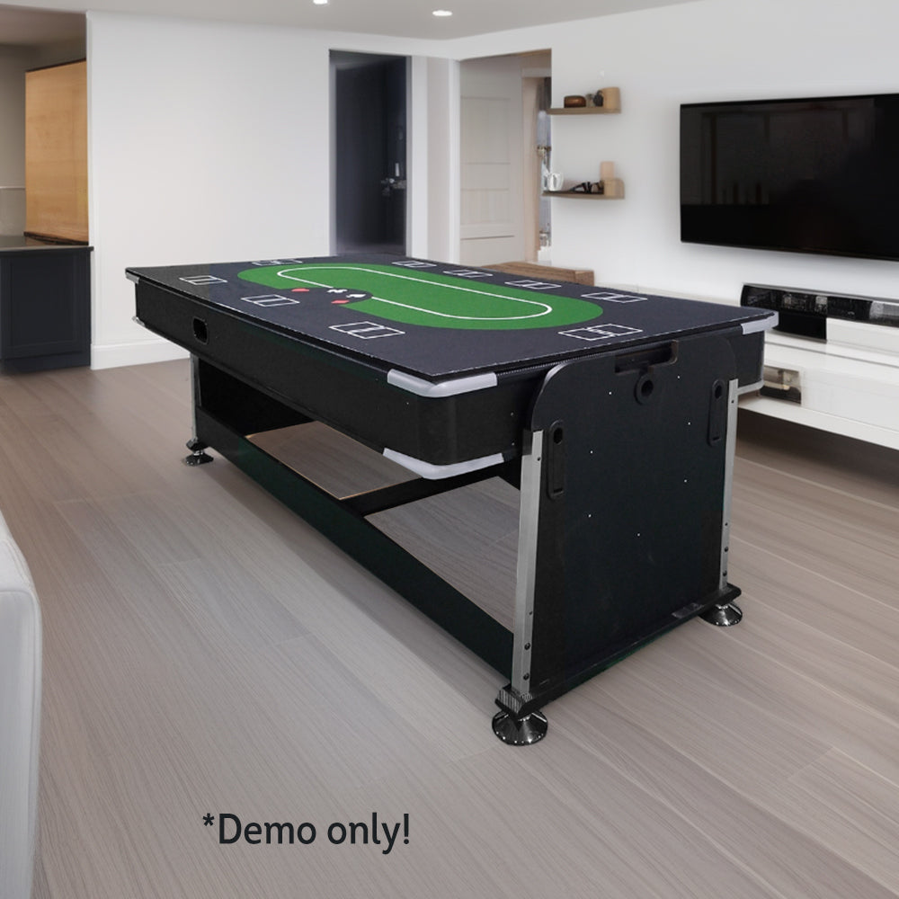 VERSA 4-IN-1 7FT Convertible Table Air Hockey, Pool Billiards, Dining, and Table Tennis for Billiard Game Rooms with Free Accessories - Green Felt