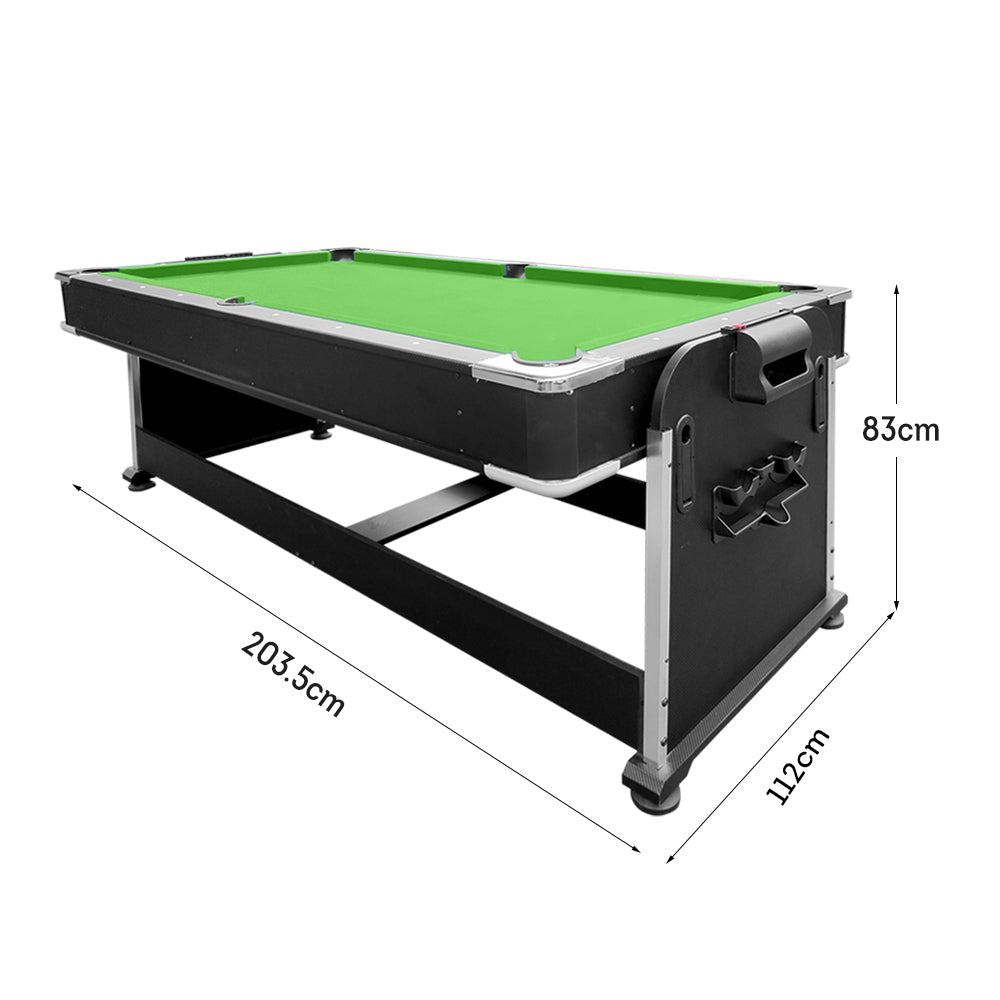VERSA 4-IN-1 7FT Convertible Table Air Hockey, Pool Billiards, Dining, and Table Tennis for Billiard Game Rooms with Free Accessories - Green Felt