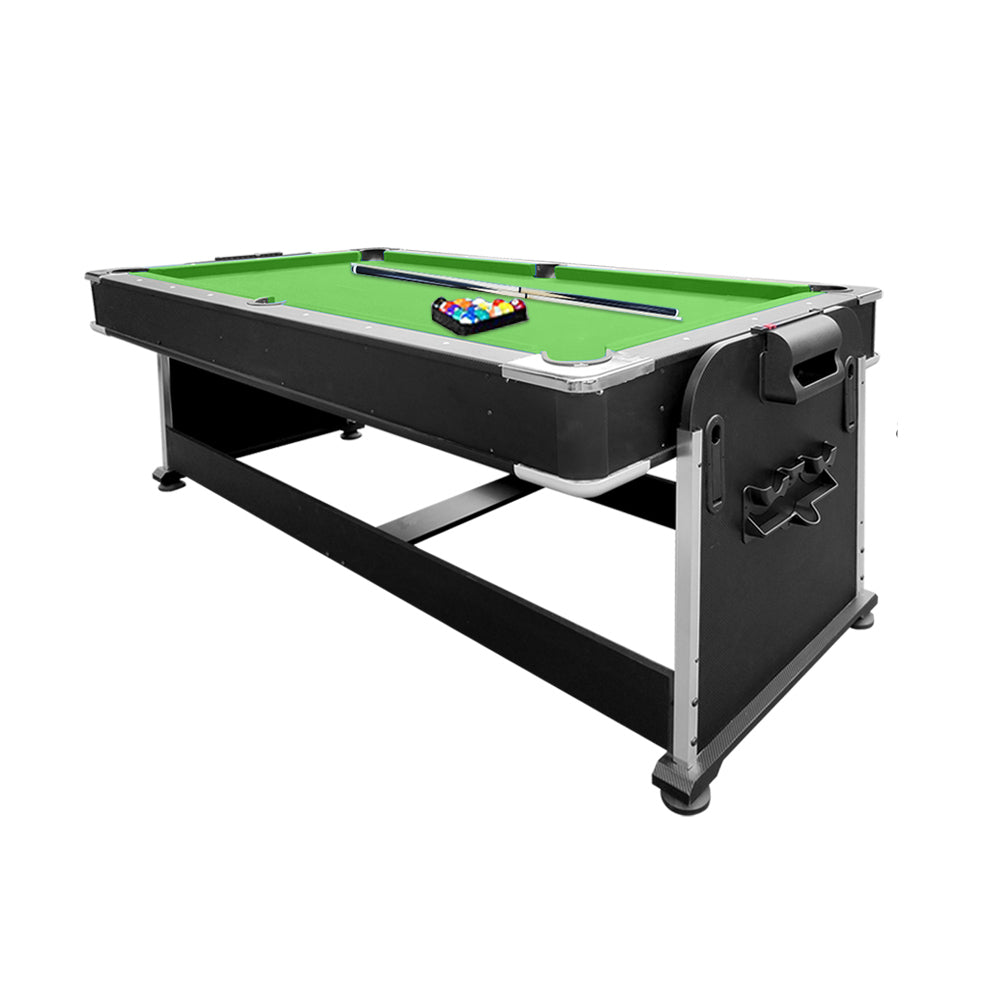 VERSA 4-IN-1 7FT Convertible Table Air Hockey, Pool Billiards, Dining, and Table Tennis for Billiard Game Rooms with Free Accessories - Green Felt
