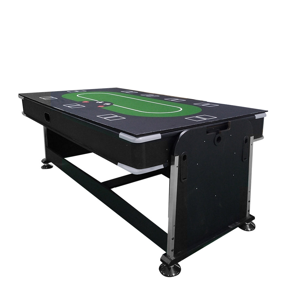 VERSA 4-IN-1 7FT Convertible Table Air Hockey, Pool Billiards, Dining, and Table Tennis for Billiard Game Rooms with Free Accessories - Green Felt