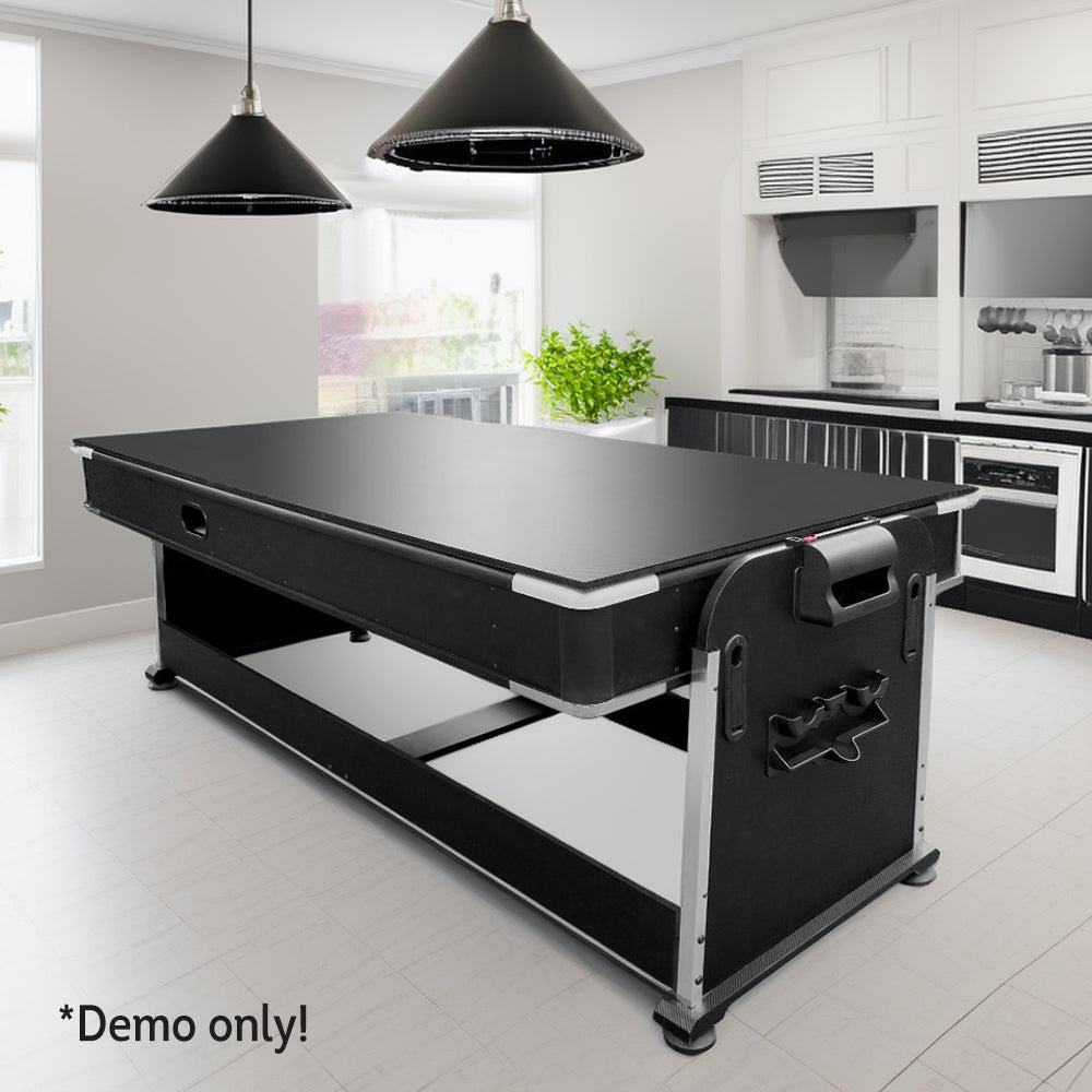 VERSA 4-IN-1 7FT Convertible Table Air Hockey, Pool Billiards, Dining, and Table Tennis for Billiard Game Rooms with Free Accessories - Red Felt