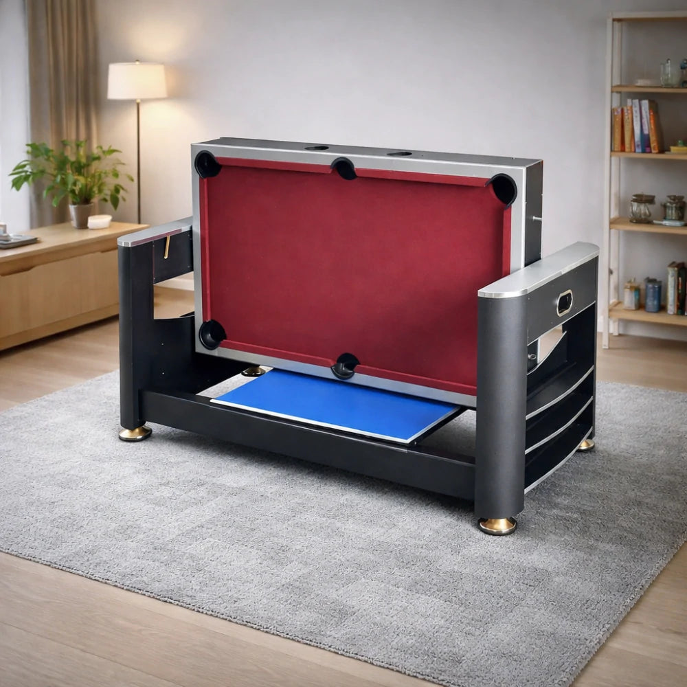 VERSA 7FT MDF 3-IN-1 Pool Table/Table Tennis Table/Air Hockey Black Frame