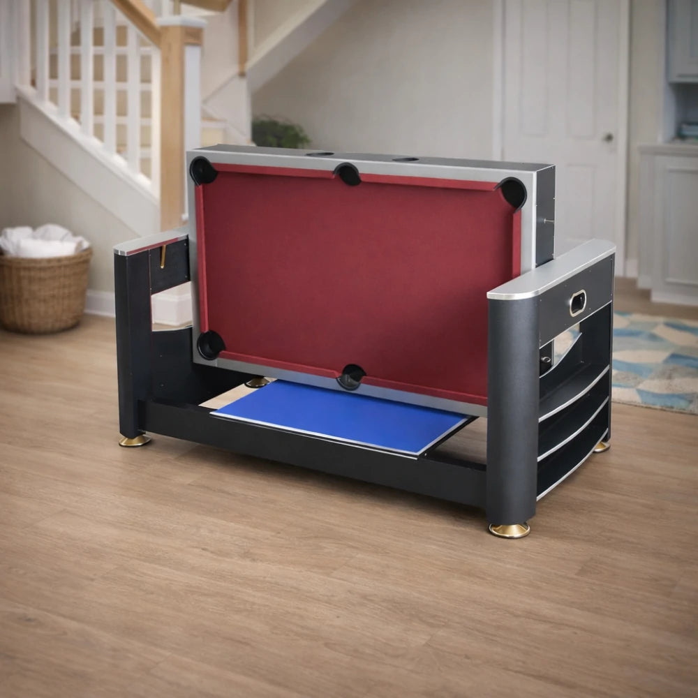 VERSA 7FT MDF 3-IN-1 Pool Table/Table Tennis Table/Air Hockey Black Frame