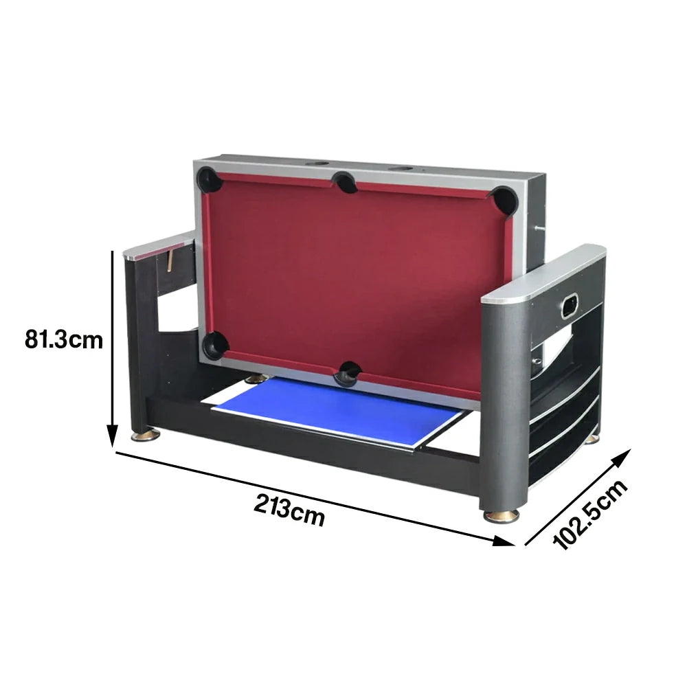 VERSA 7FT MDF 3-IN-1 Pool Table/Table Tennis Table/Air Hockey Black Frame