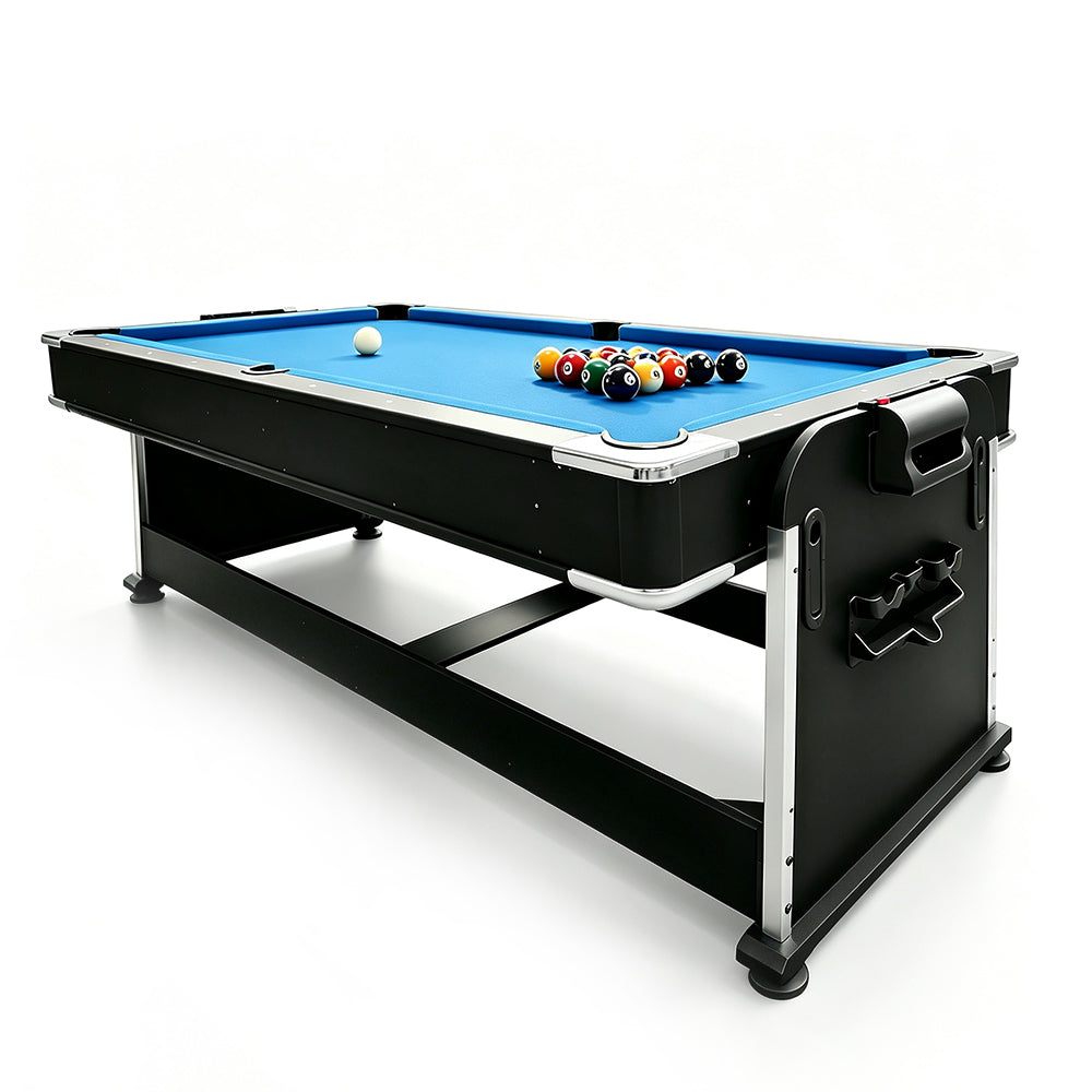 VERSA 7FT 4-In-1 Convertible Air Hockey/ Pool Billiards/ Dining Table / Table Tennis Table Blue/ Black Felt For Billiard Gaming Room Free Accessory (Copy)