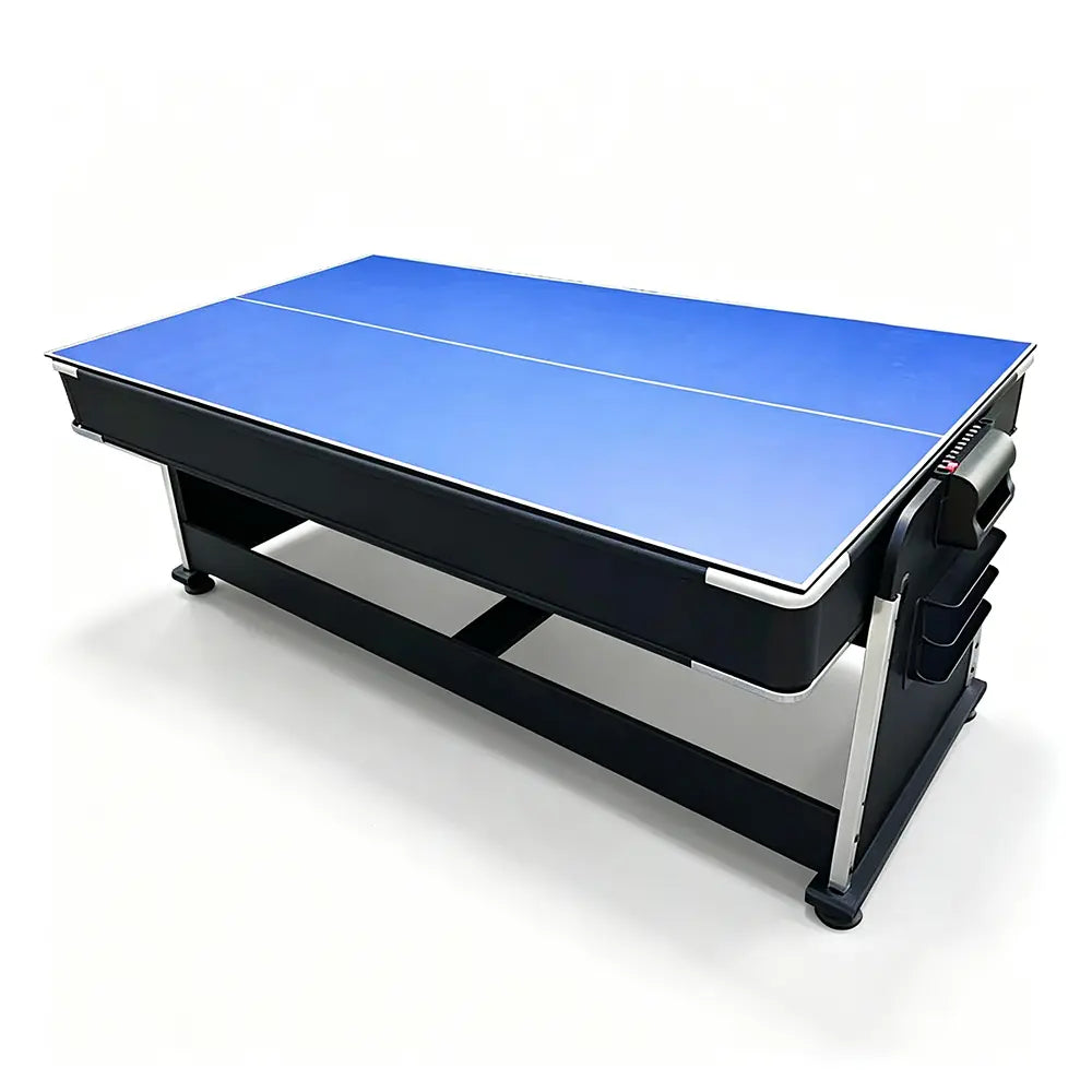 VERSA 7FT 4-In-1 Convertible Air Hockey/ Pool Billiards/ Dining Table / Table Tennis Table Blue/ Black Felt For Billiard Gaming Room Free Accessory