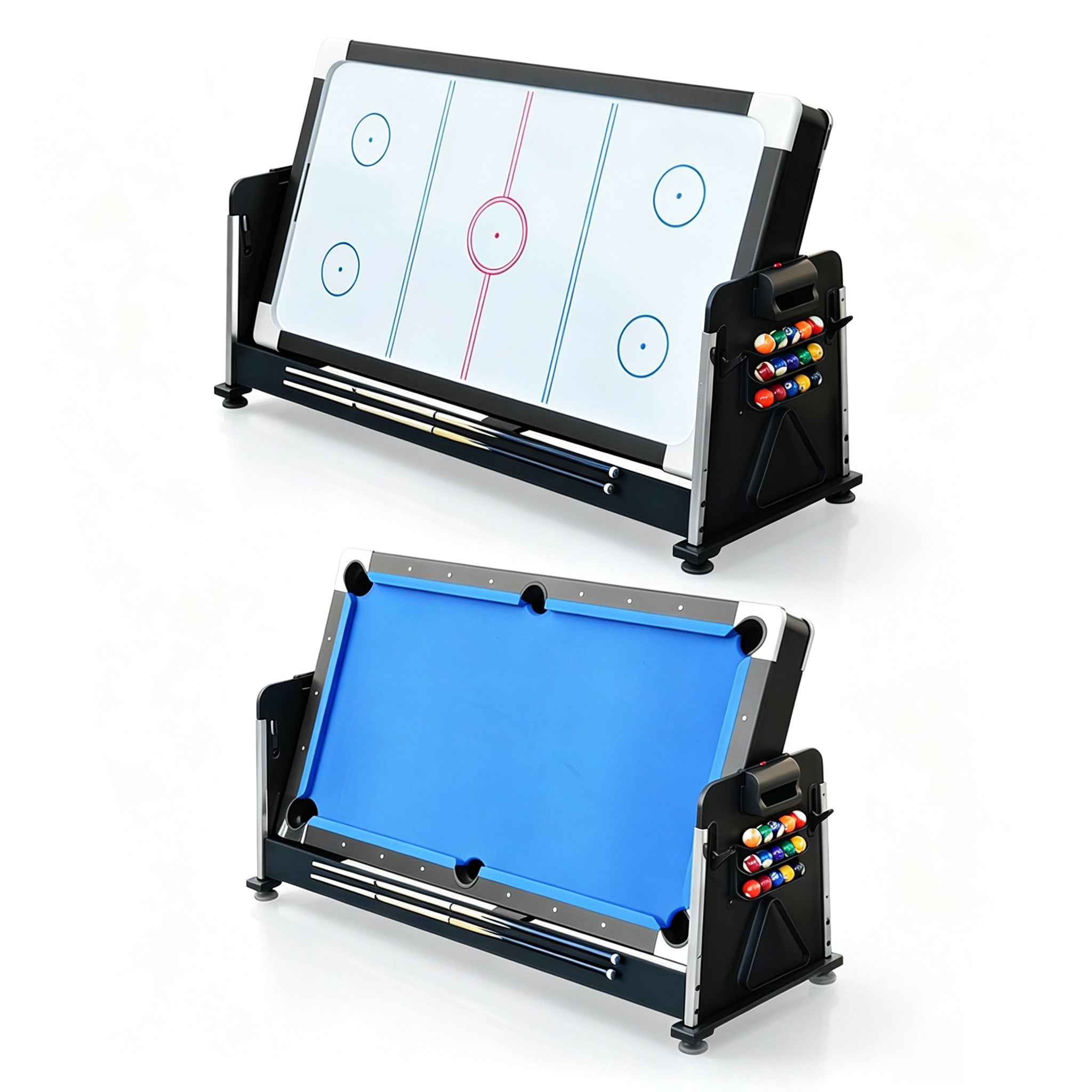 VERSA 7FT 4-In-1 Convertible Air Hockey/ Pool Billiards/ Dining Table / Table Tennis Table Blue/ Black Felt For Billiard Gaming Room Free Accessory (Copy)