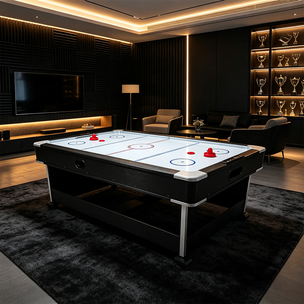 VERSA 7FT 4-In-1 Convertible Air Hockey/ Pool Billiards/ Dining Table / Table Tennis Table Blue/ Black Felt For Billiard Gaming Room Free Accessory (Copy)