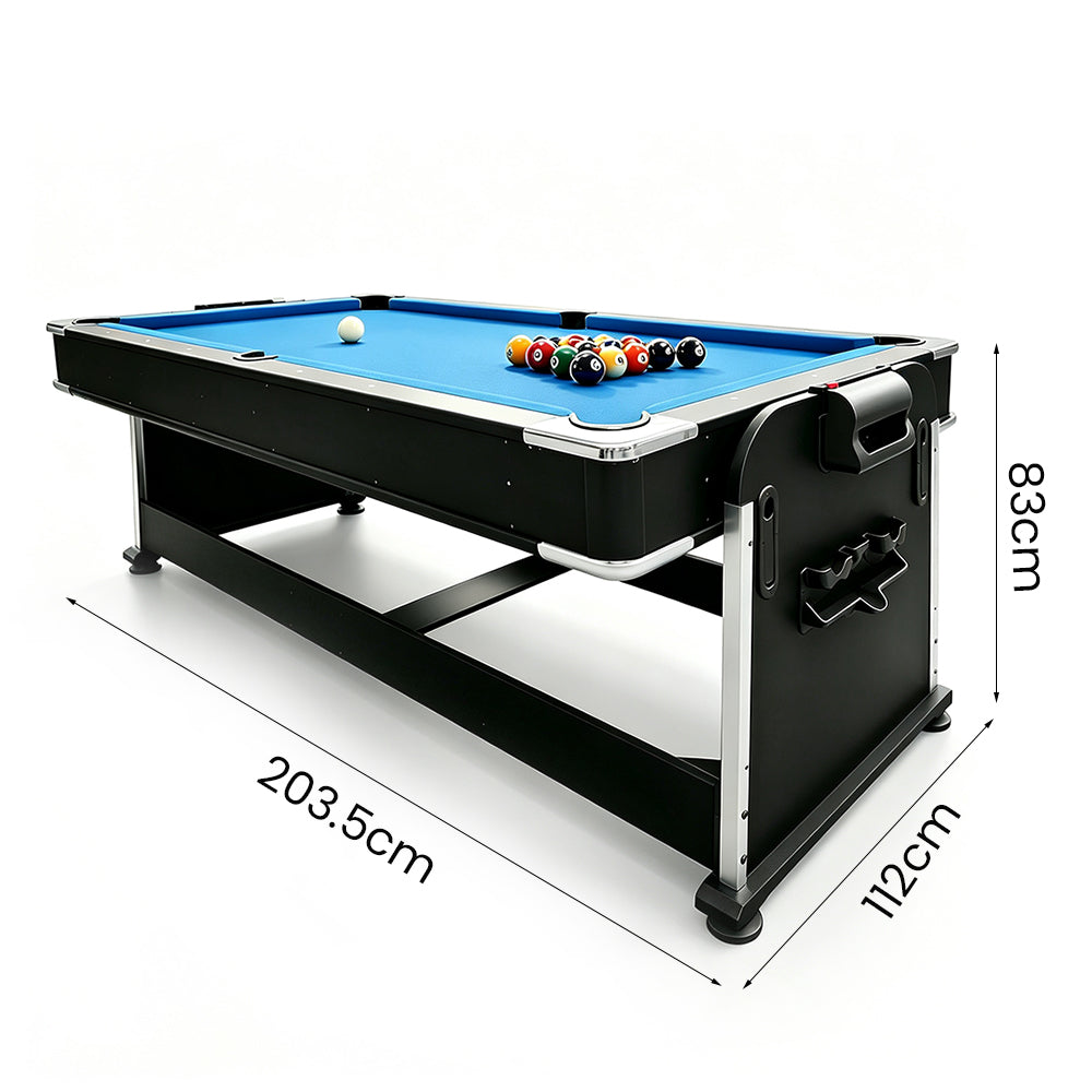 VERSA 7FT 4-In-1 Convertible Air Hockey/ Pool Billiards/ Dining Table / Table Tennis Table Blue/ Black Felt For Billiard Gaming Room Free Accessory (Copy)