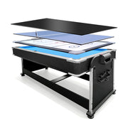 VERSA 7FT 4-In-1 Convertible Air Hockey/ Pool Billiards/ Dining Table / Table Tennis Table Blue/ Black Felt For Billiard Gaming Room Free Accessory (Copy)
