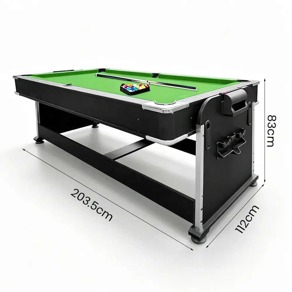 VERSA 4-IN-1 7FT Convertible Table Air Hockey, Pool Billiards, Dining, and Table Tennis for Billiard Game Rooms with Free Accessories - Green Felt