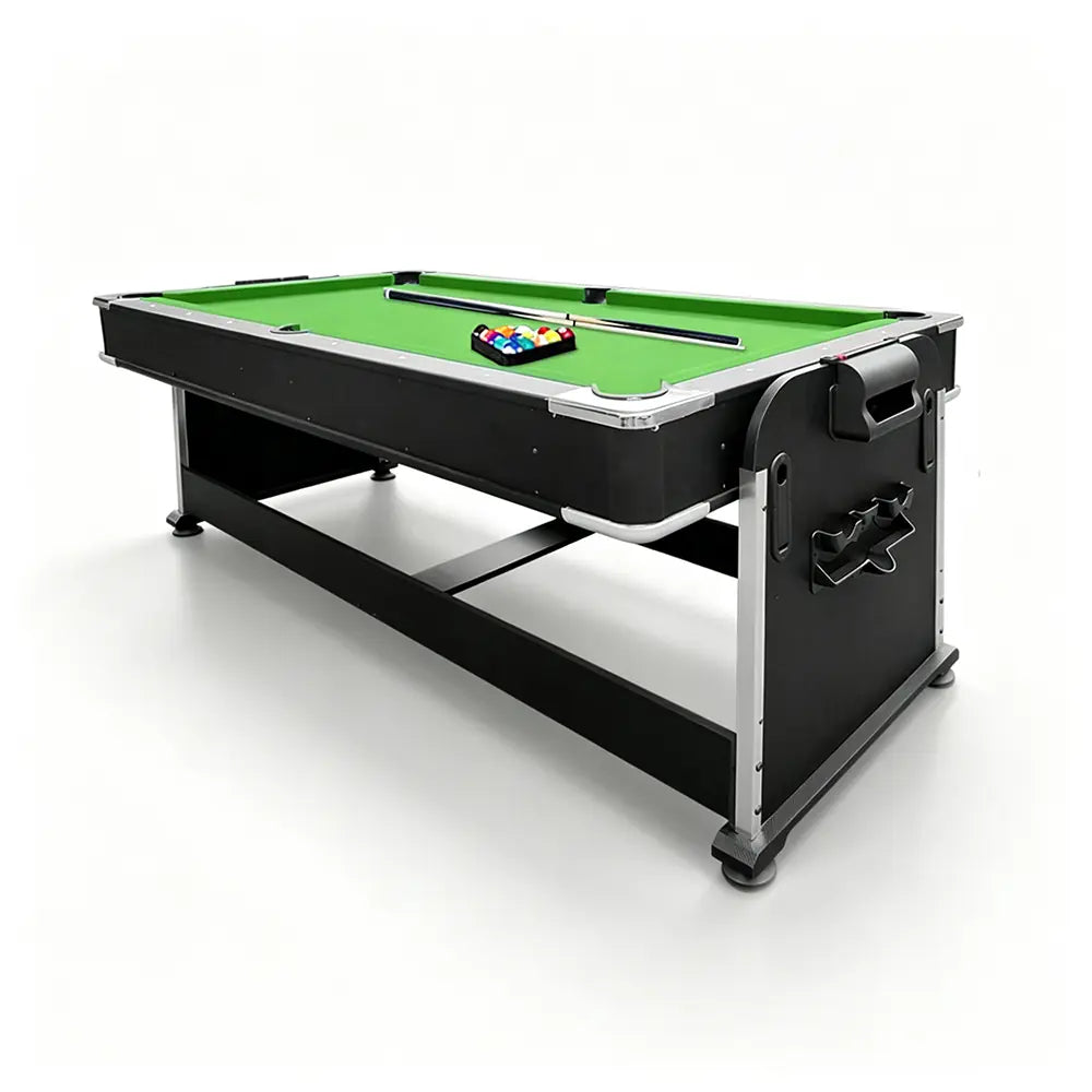 VERSA 4-IN-1 7FT Convertible Table Air Hockey, Pool Billiards, Dining, and Table Tennis for Billiard Game Rooms with Free Accessories - Green Felt