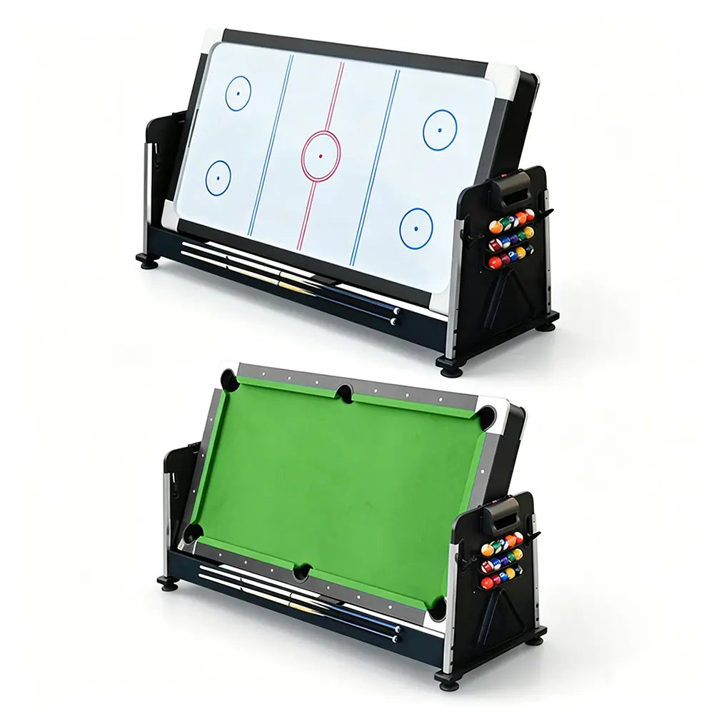 VERSA 4-IN-1 7FT Convertible Table Air Hockey, Pool Billiards, Dining, and Table Tennis for Billiard Game Rooms with Free Accessories - Green Felt