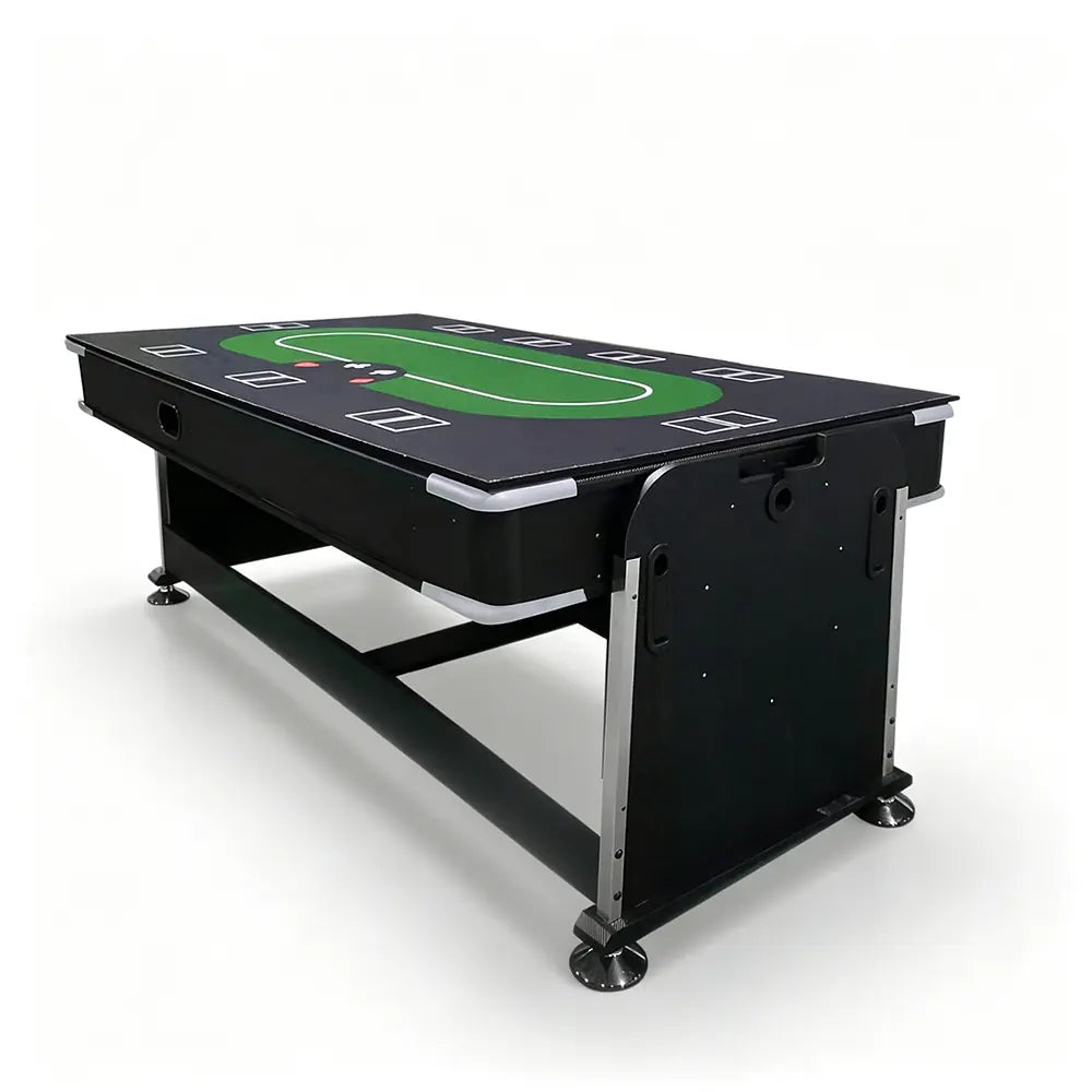 VERSA 4-IN-1 7FT Convertible Table Air Hockey, Pool Billiards, Dining, and Table Tennis for Billiard Game Rooms with Free Accessories - Green Felt