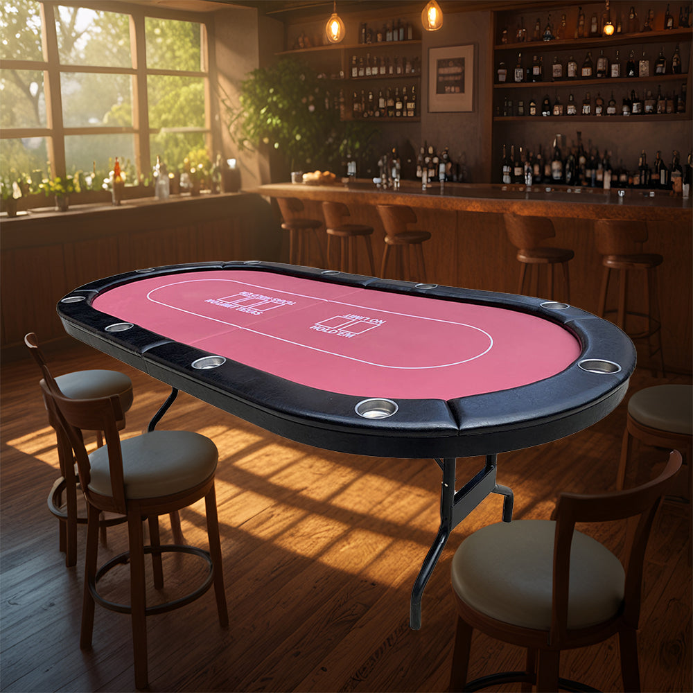 VERSA PK017 7 MDF Foldable Poker Table 10 Players Game Room - Red