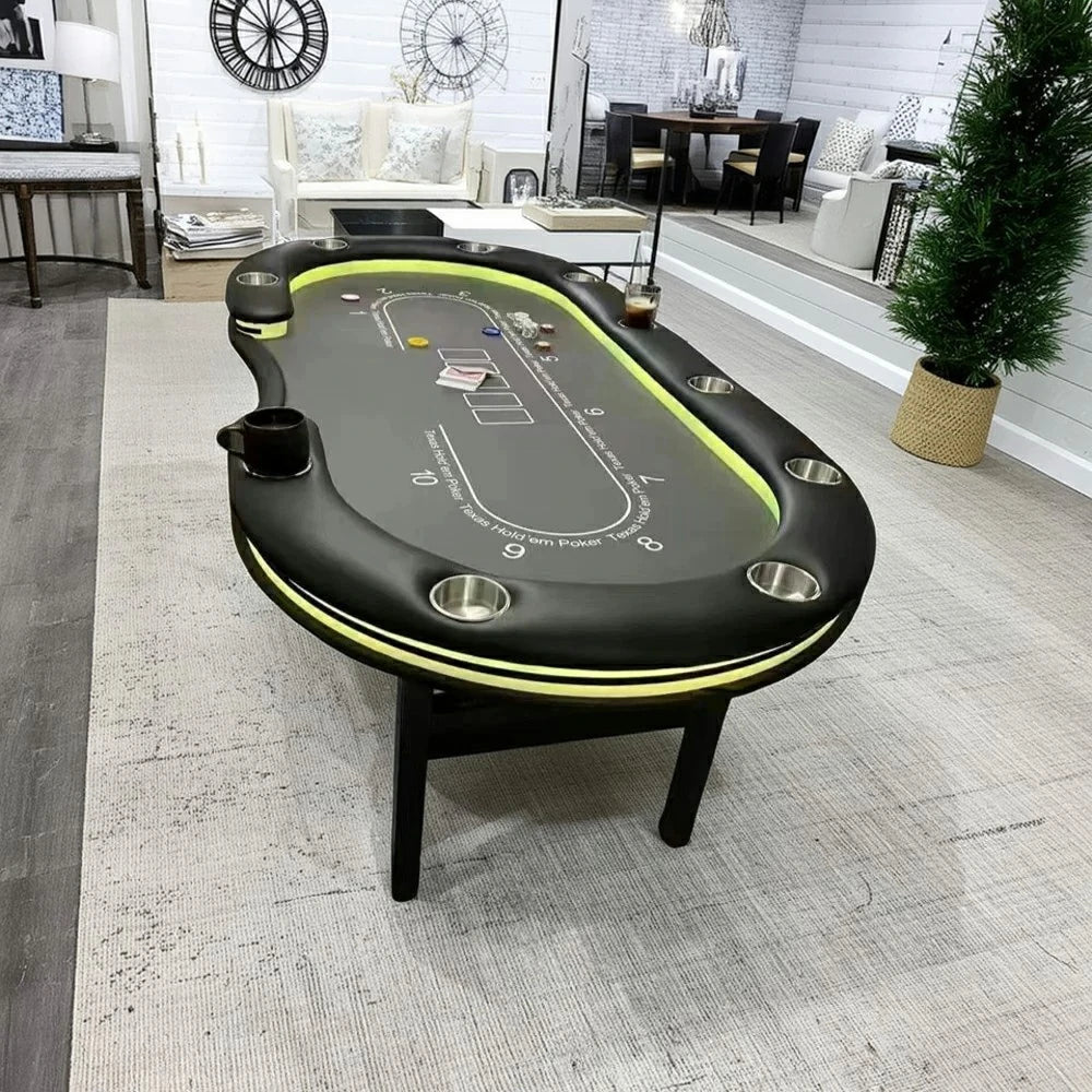 VERSA Foldable Poker Table with LED Lights – 213/240/260cm – Luxury Tournament-Style, Multi-Player Design - Yello&Black