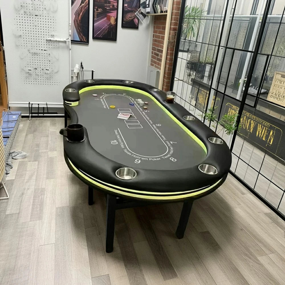 VERSA Foldable Poker Table with LED Lights – 213/240/260cm – Luxury Tournament-Style, Multi-Player Design - Yello&Black