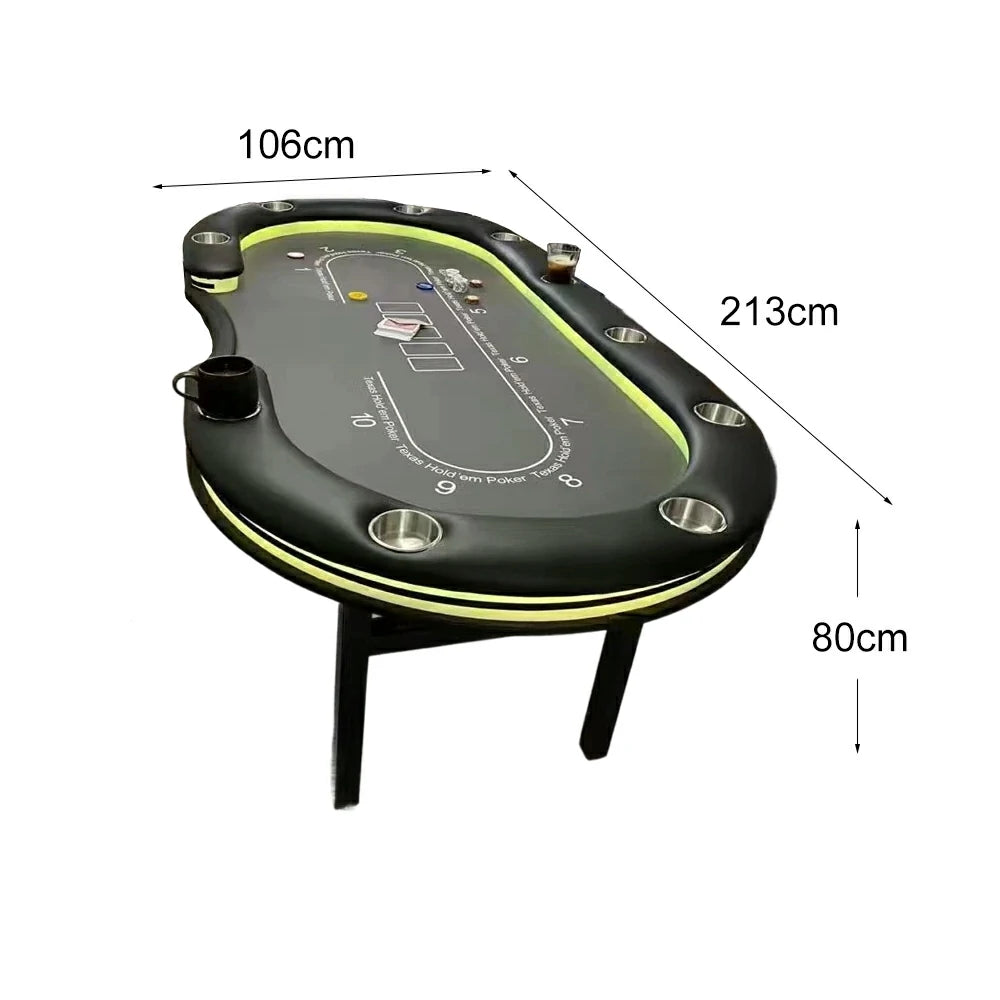 VERSA Foldable Poker Table with LED Lights – 213/240/260cm – Luxury Tournament-Style, Multi-Player Design - Yello&Black