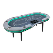 VERSA Foldable Poker Table with LED Lights - 213/240/260cm - Premium Home Game Edition, Multi-Player Layout - Blue&Grey