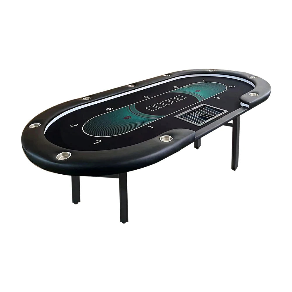 VERSA Foldable Poker Table with LED Lights - 213/240/260cm - Premium Home Game Edition, Multi-Player Layout - Blue&Black