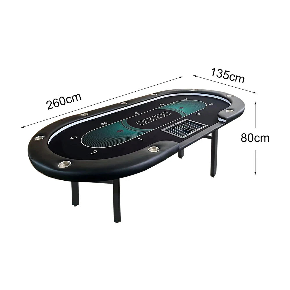VERSA Foldable Poker Table with LED Lights - 213/240/260cm - Premium Home Game Edition, Multi-Player Layout - Blue&Black