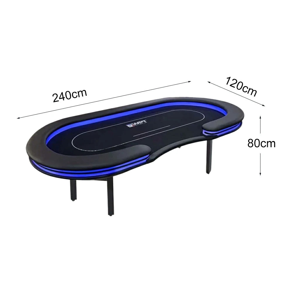 VERSA Foldable Poker Table with LED Lights - 213/240/260cm - Premium Home Game Edition, Multi-Player Layout - Purple & Black