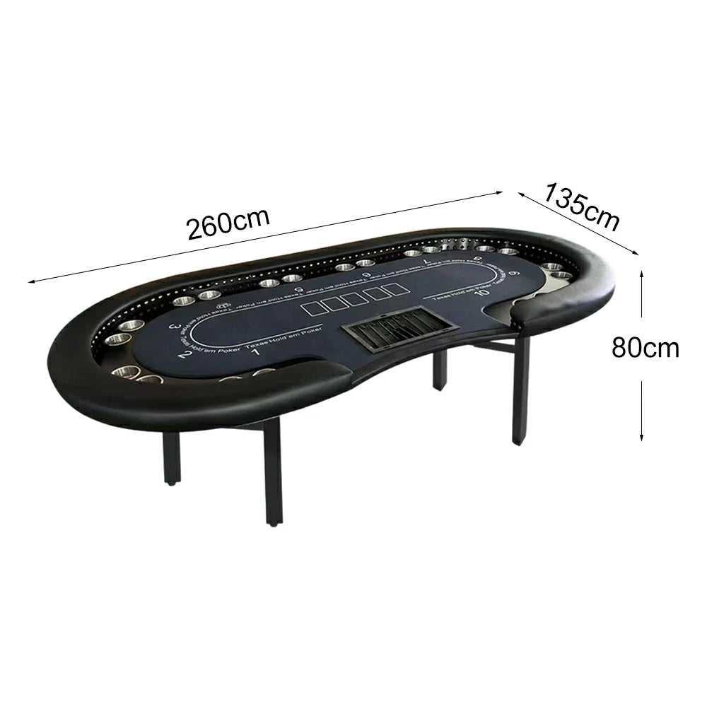 VERSA Foldable Poker Table with LED Lights - 240/260cm - Premium Home Game Edition, Multi-Player Layout - Black