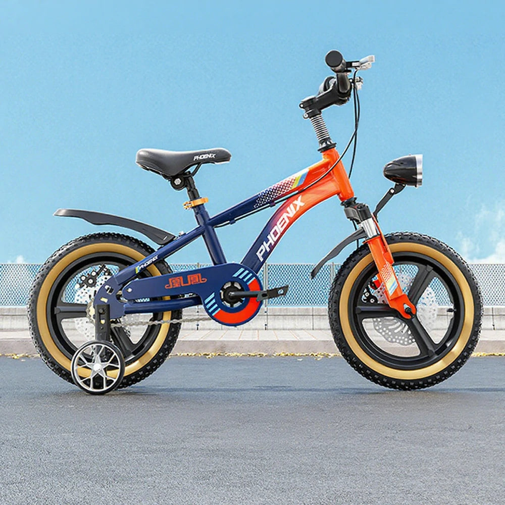 VOLTUS 14/18/22 Inch Children's Bicycle Foot Support & Training Wheels Magnesium Alloy Integrated Wheel - Blue&Orange