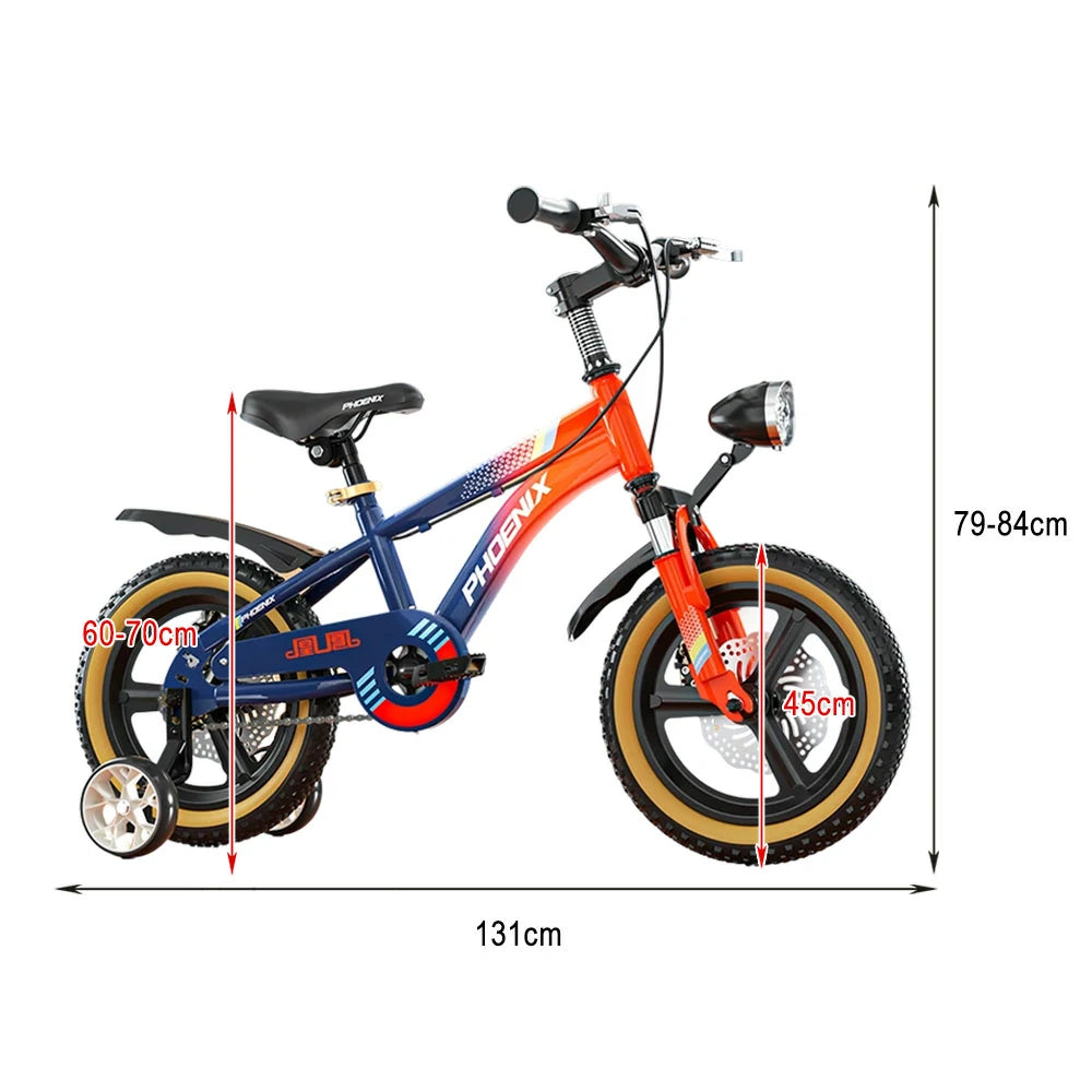 VOLTUS 14/18/22 Inch Children's Bicycle Foot Support & Training Wheels Magnesium Alloy Integrated Wheel - Blue&Orange
