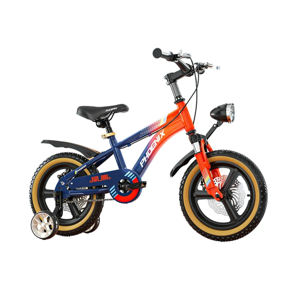 VOLTUS 14/18/22 Inch Children's Bicycle Foot Support & Training Wheels Magnesium Alloy Integrated Wheel - Blue&Orange