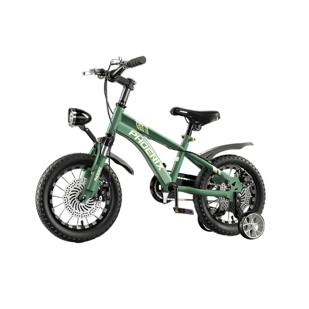 VOLTUS 14/18/22 Inch Children's Bicycle Foot Support & Training Wheels CNC Double-Layer Knife Ring - Green