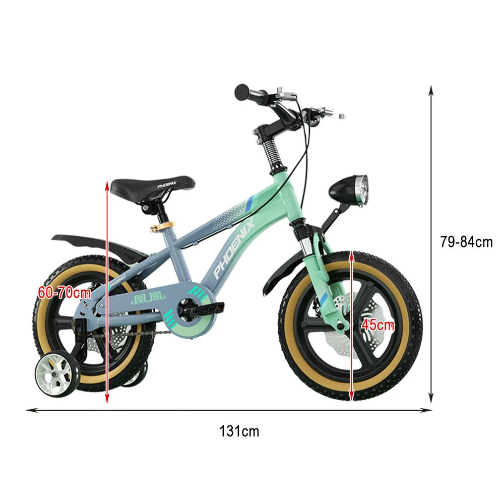VOLTUS 14/18/22 Inch Children's Bicycle Foot Support & Training Wheels Magnesium Alloy Integrated Wheel - Grey&Green