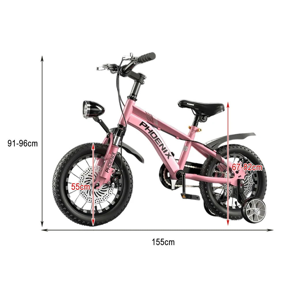 VOLTUS 14/18/22 Inch Children's Bicycle Foot Support & Training Wheels CNC Double-Layer Knife Ring - Pink