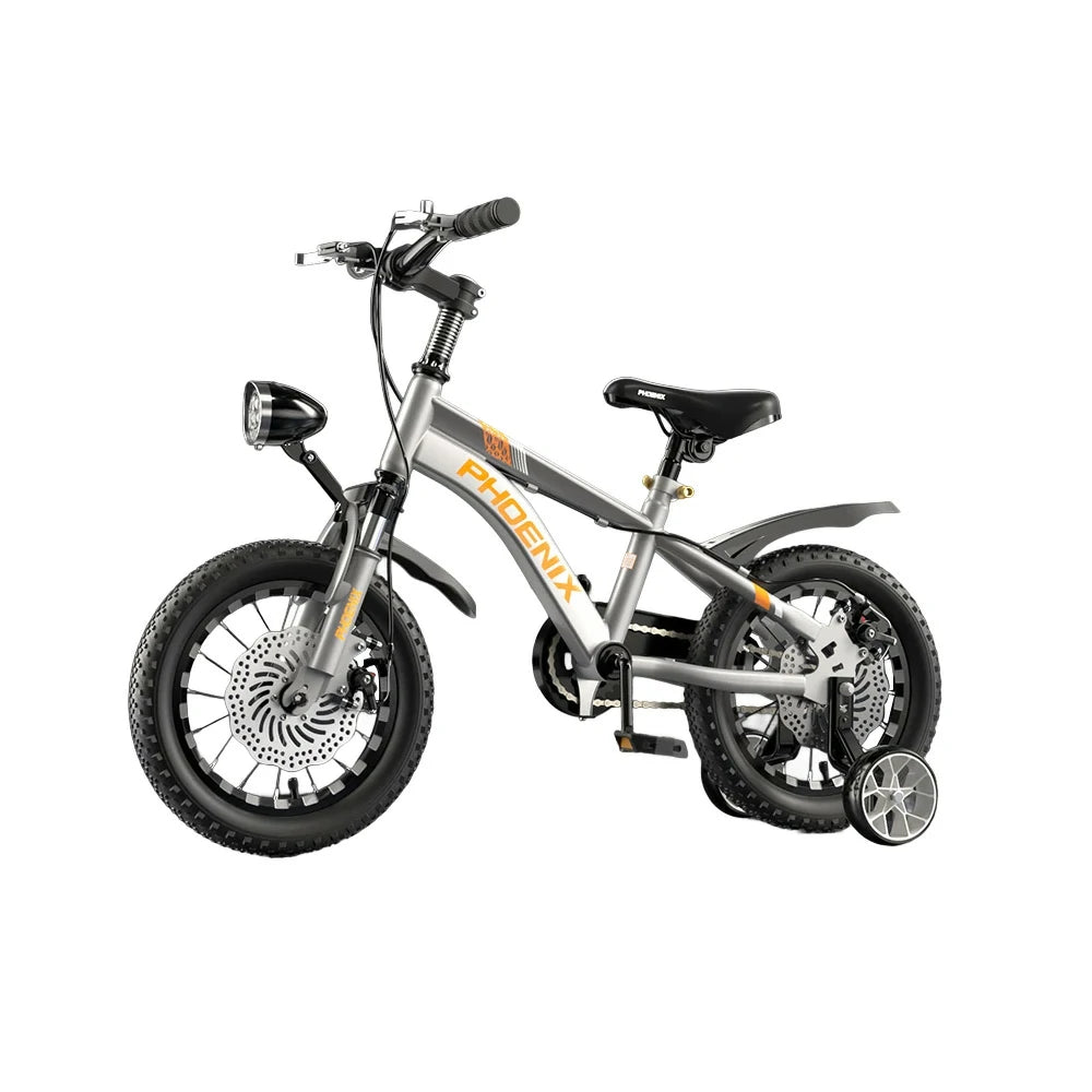 VOLTUS 14/18/22 Inch Children's Bicycle Foot Support & Training Wheels CNC Double-Layer Knife Ring - Silvery