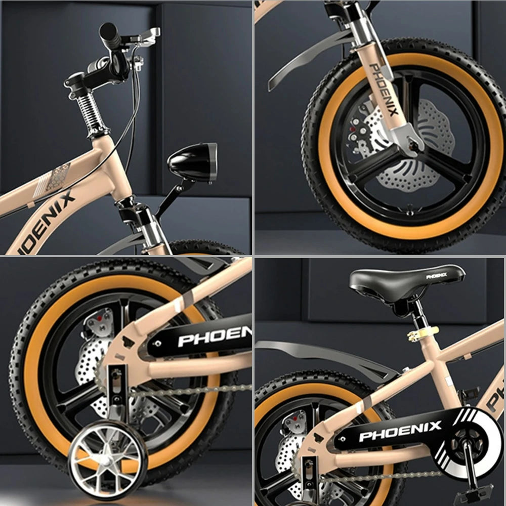 VOLTUS 14/18/22 Inch Children's Bicycle Foot Support & Training Wheels Upgraded Magnesium Alloy Integrated Wheel - Golden