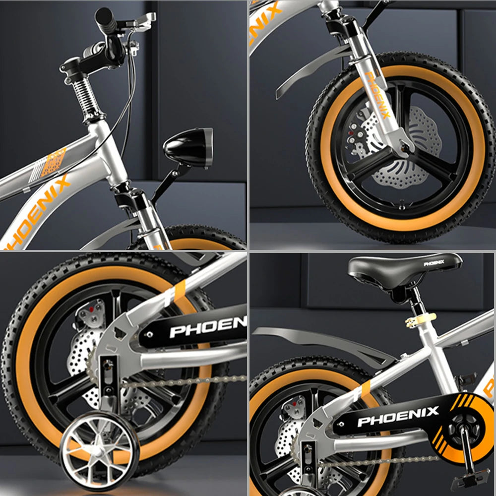 VOLTUS 14/18/22 Inch Children's Bicycle Foot Support & Training Wheels Upgraded Magnesium Alloy Integrated Wheel - Silvery