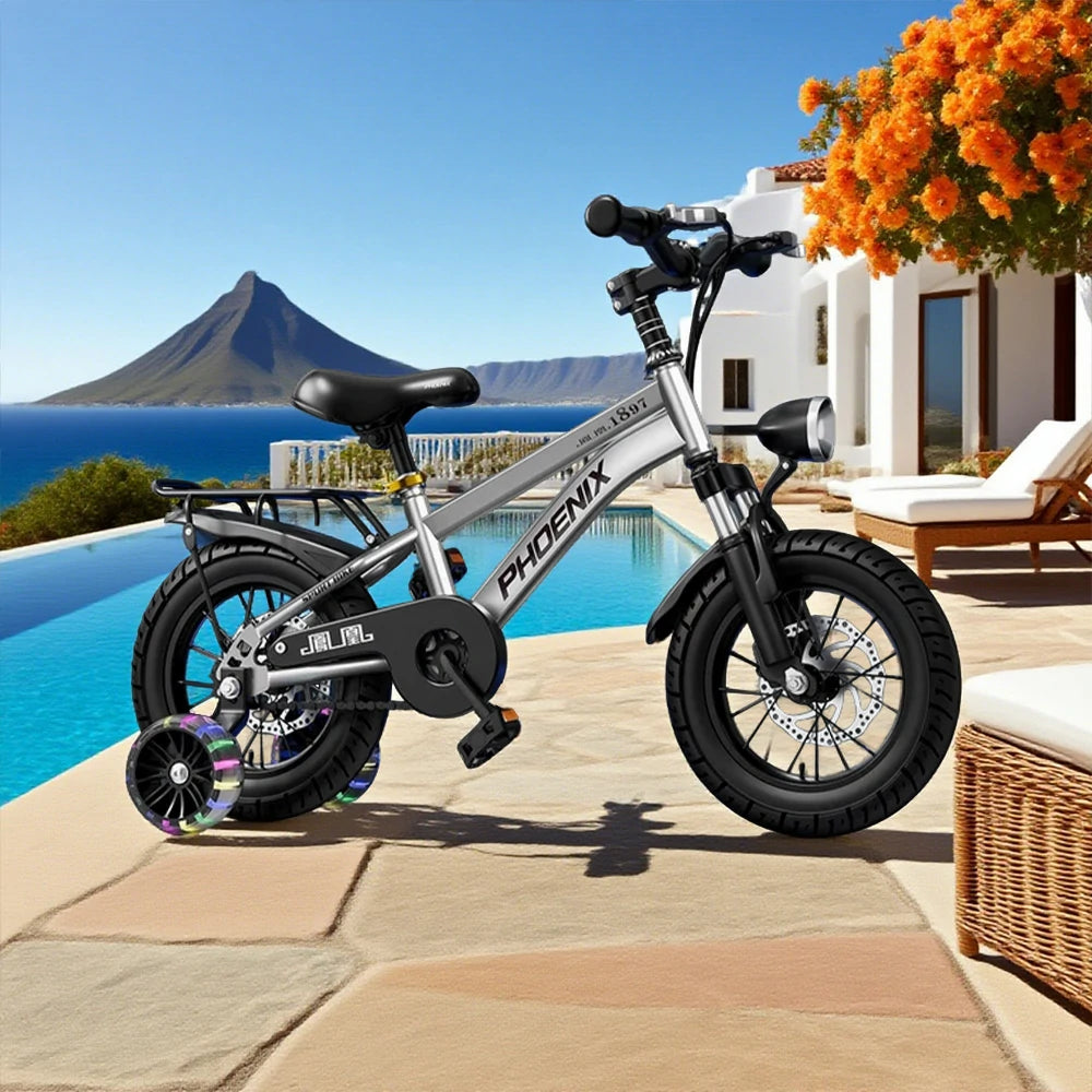 VOLTUS 18/20/22 Kids' Bike with Rear Seat – Integrated or Spoke Wheels - Silvery