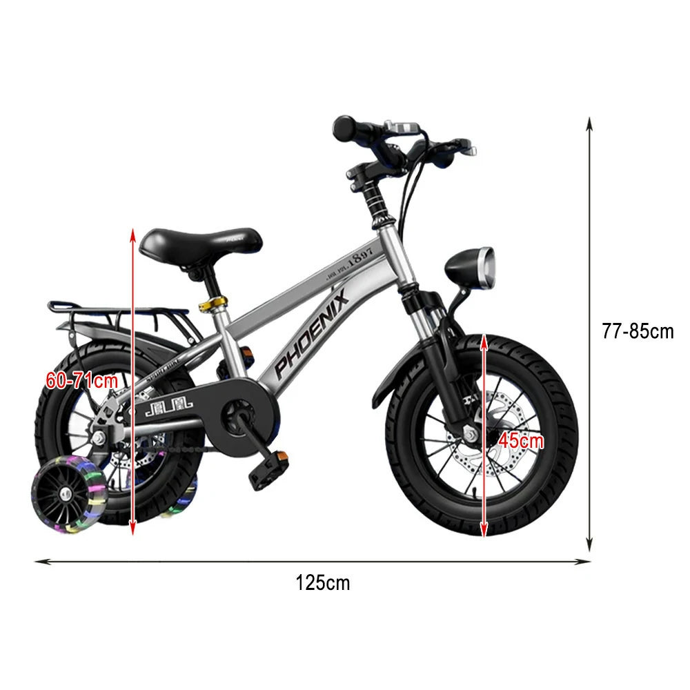 VOLTUS 18/20/22 Kids' Bike with Rear Seat – Integrated or Spoke Wheels - Silvery