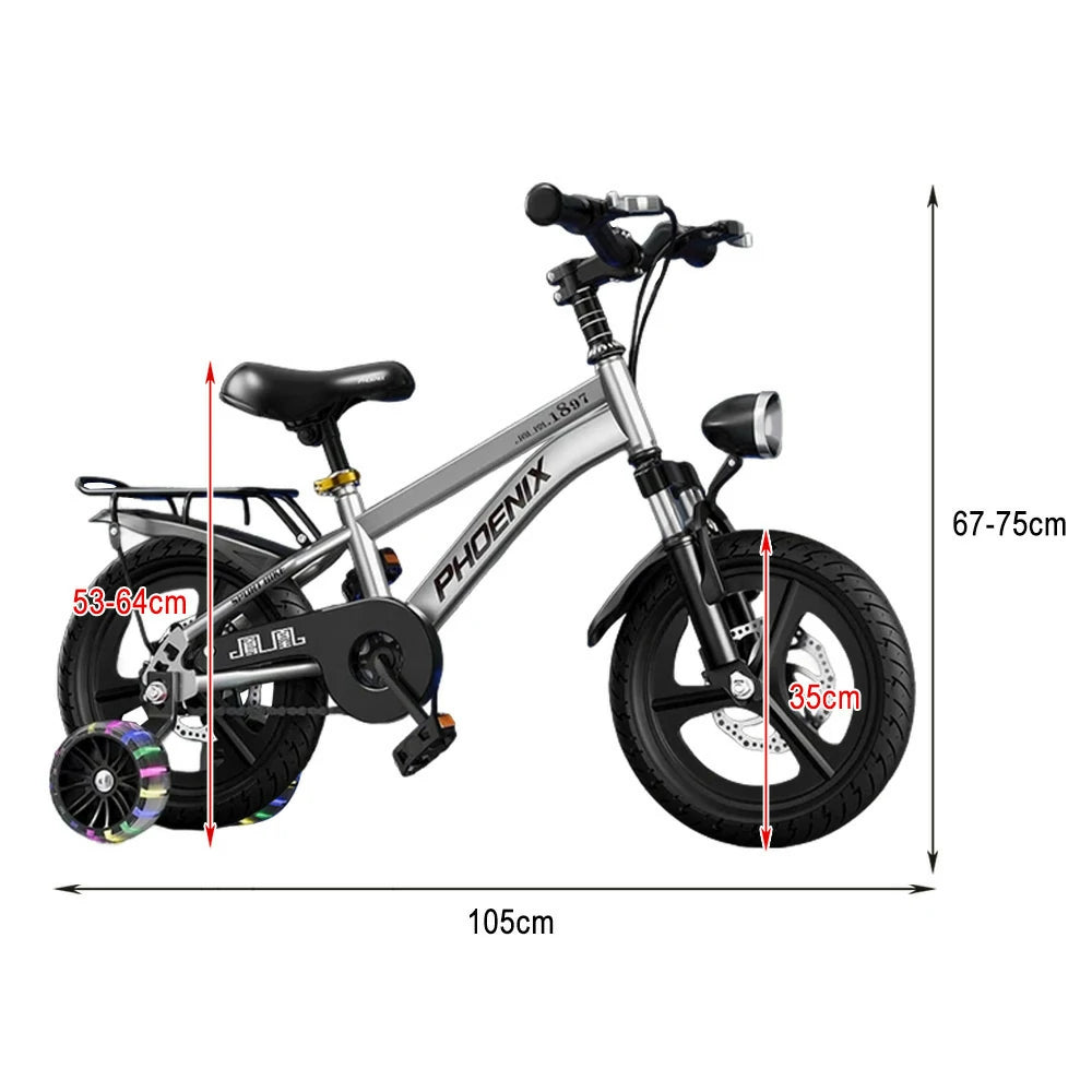 VOLTUS 18/20/22 Kids' Bike with Rear Seat – Integrated or Spoke Wheels - Silvery