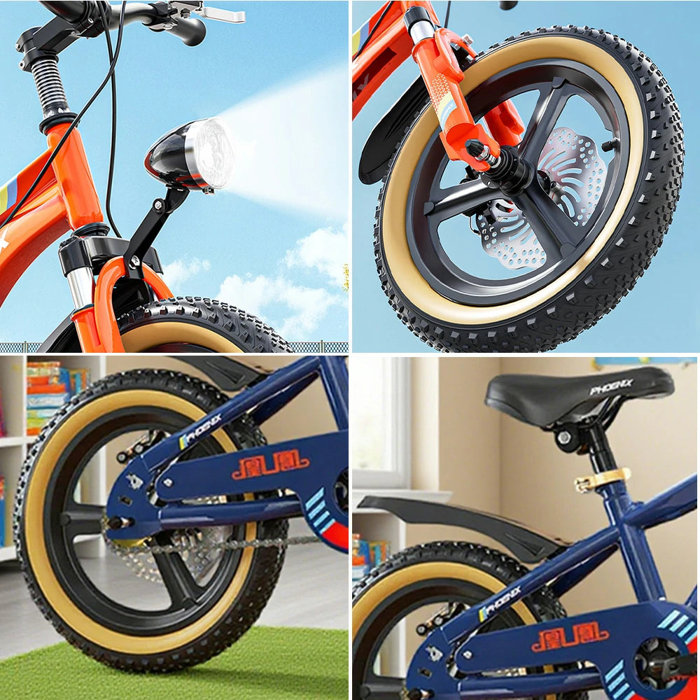 VOLTUS 14/18/22 Inch Children's Bicycle Foot Support & Training Wheels Magnesium Alloy Integrated Wheel - Blue&Orange