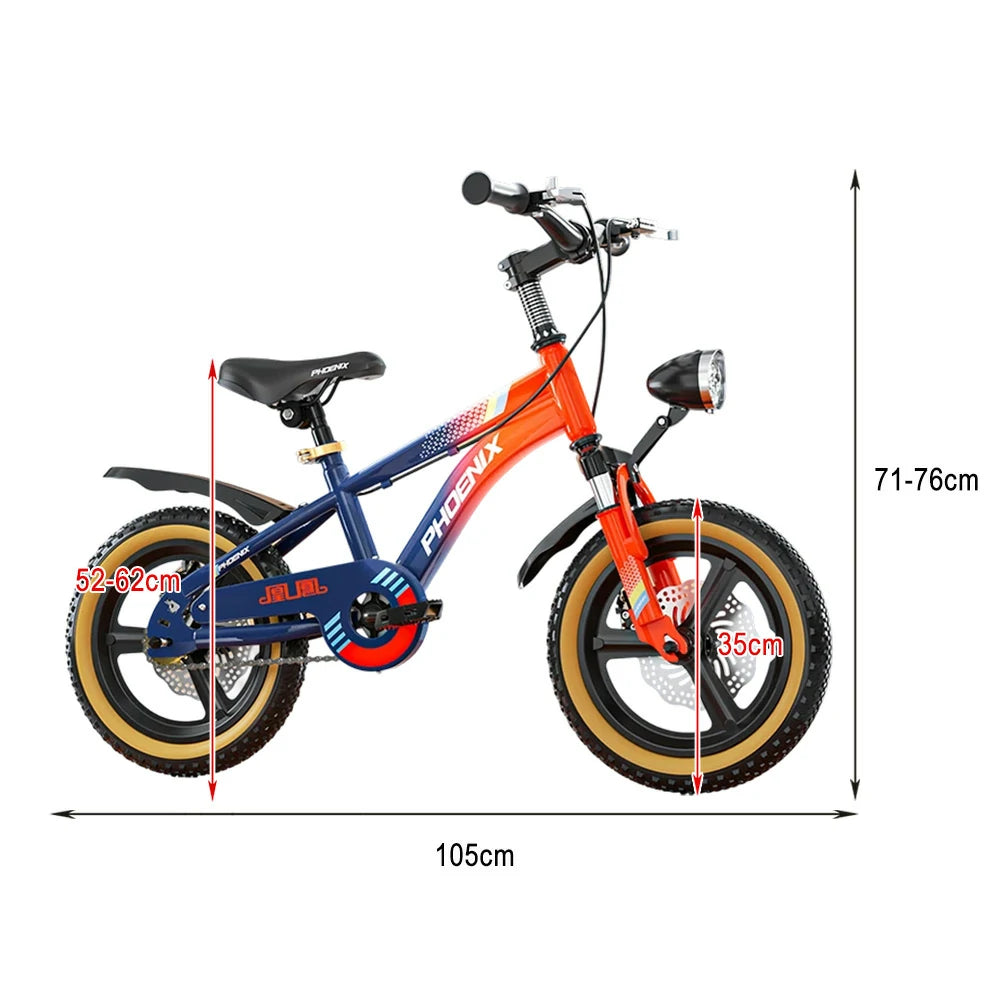 VOLTUS 14/18/22 Inch Children's Bicycle Foot Support & Training Wheels Magnesium Alloy Integrated Wheel - Blue&Orange