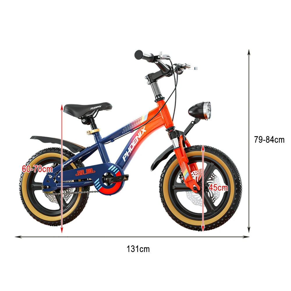 VOLTUS 14/18/22 Inch Children's Bicycle Foot Support & Training Wheels Magnesium Alloy Integrated Wheel - Blue&Orange