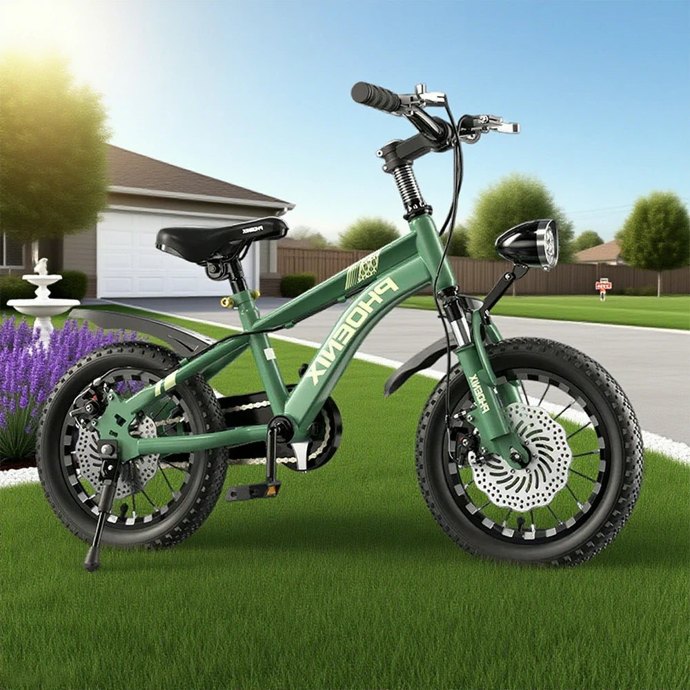 VOLTUS 14/18/22 Inch Children's Bicycle Foot Support & Training Wheels CNC Double-Layer Knife Ring - Green