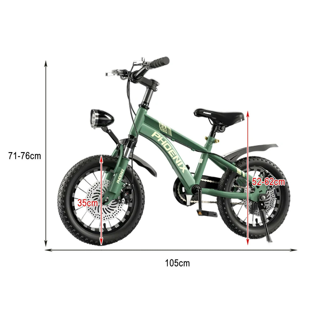 VOLTUS 14/18/22 Inch Children's Bicycle Foot Support & Training Wheels CNC Double-Layer Knife Ring - Green
