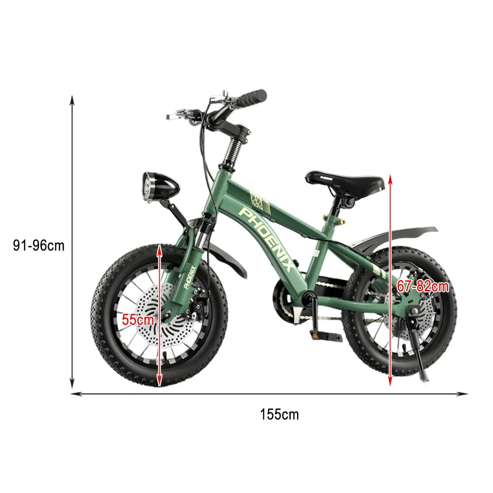 VOLTUS 14/18/22 Inch Children's Bicycle Foot Support & Training Wheels CNC Double-Layer Knife Ring - Green