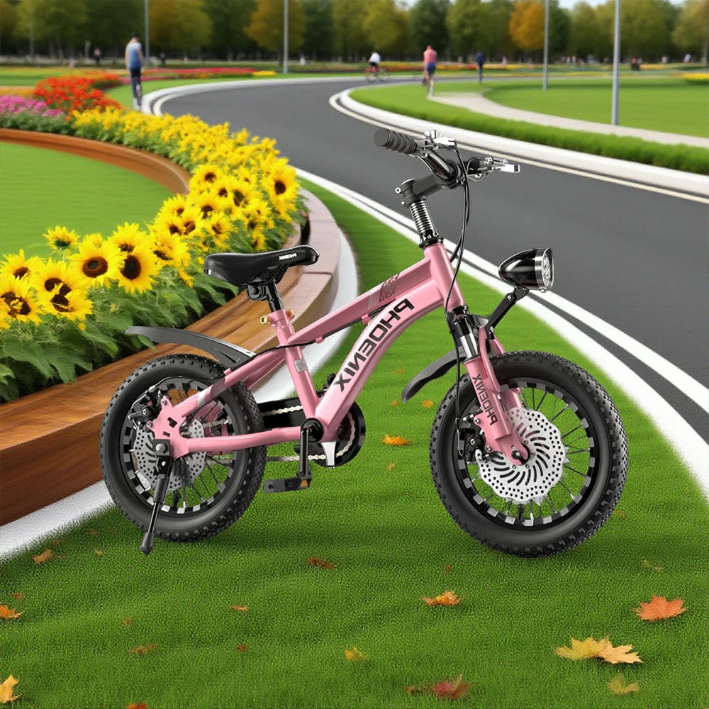 VOLTUS 14/18/22 Inch Children's Bicycle Foot Support & Training Wheels CNC Double-Layer Knife Ring - Pink